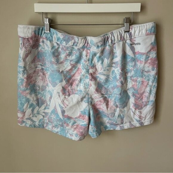 Columbia Women's PFG Slack Water French Terry Pink Blue Pattern Shorts Size XL - Picture 5 of 7